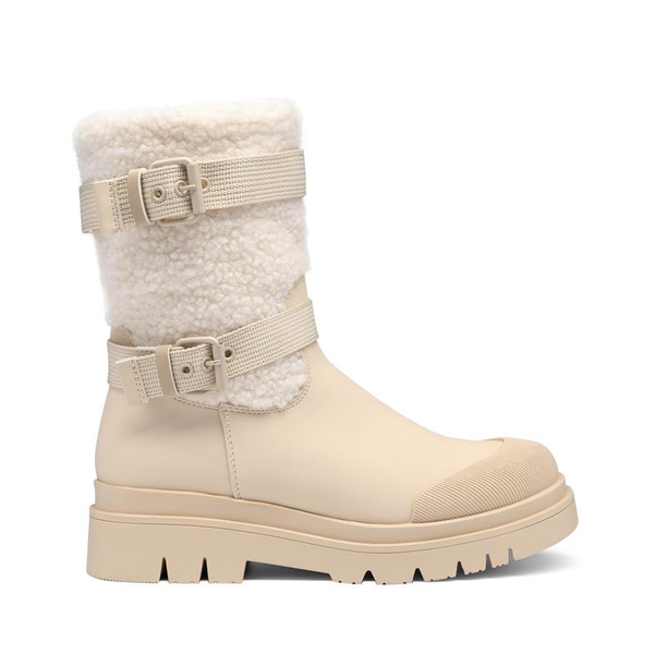 Waterproof Fur Lining Mid Calf Snow Boots - OFF WHITE - 1
